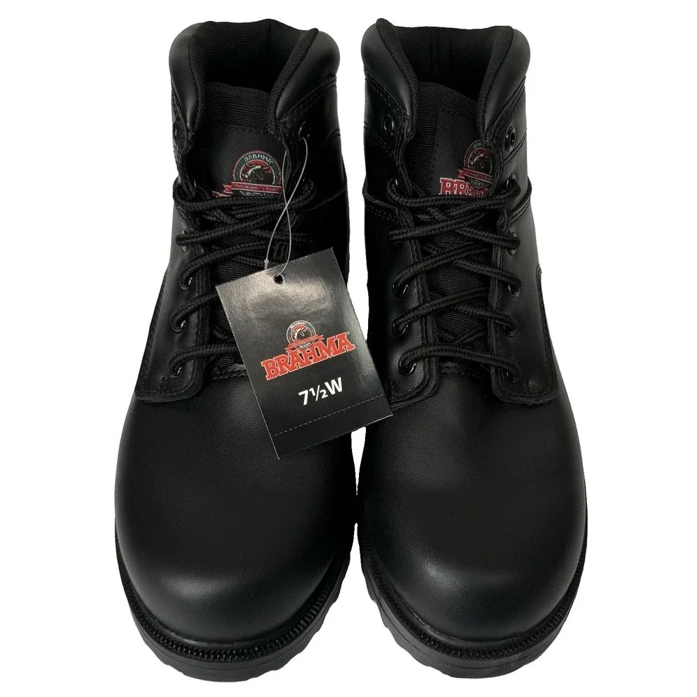 NIB Brahma Men's M BR Escott Wide Black Work Boots 7.5W Soft Toe - Picture 2 of 10